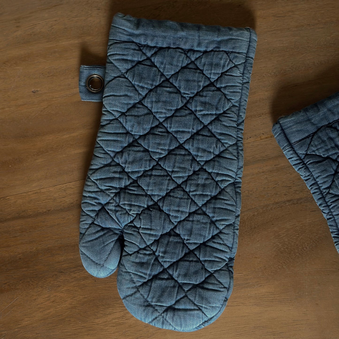 Quilted Denim Oven Mitts | Set of Two