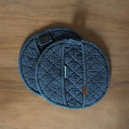 Quilted Denim Pot Holders | Set of Two