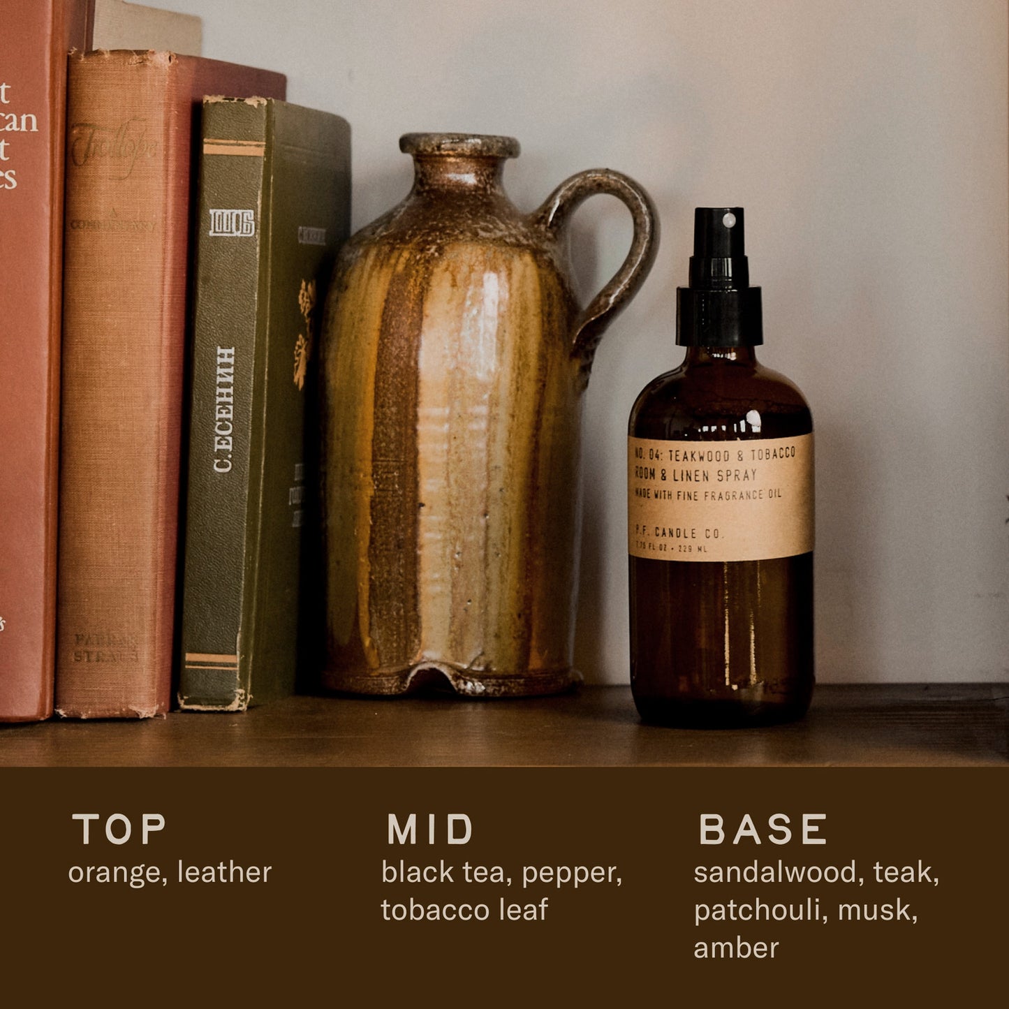 Teakwood & Tobacco Room + Linen Spray | PF Candle Co