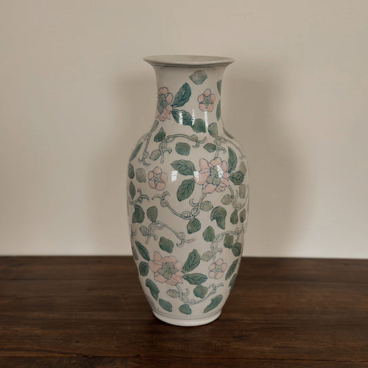 Vintage Pastel Floral Porcelain Vase