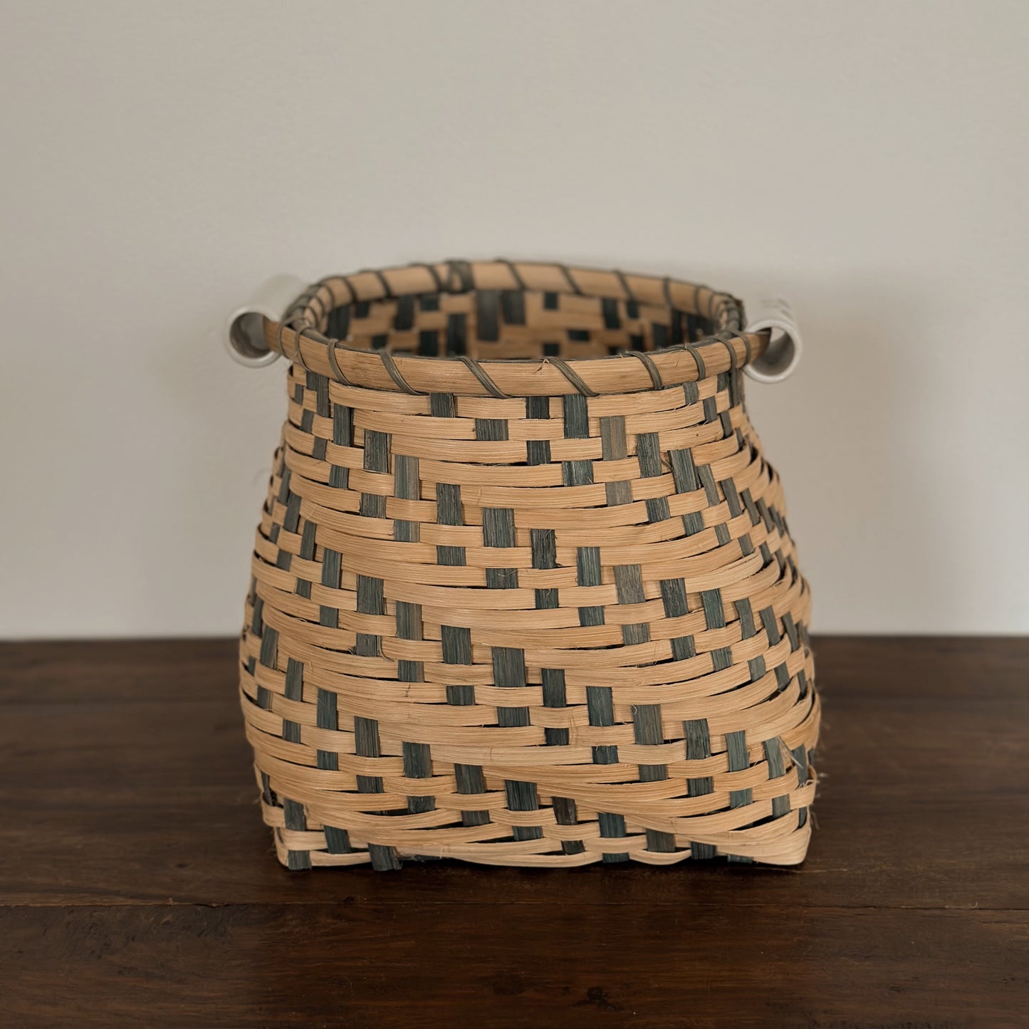 Vintage Handwoven Green Accent Basket