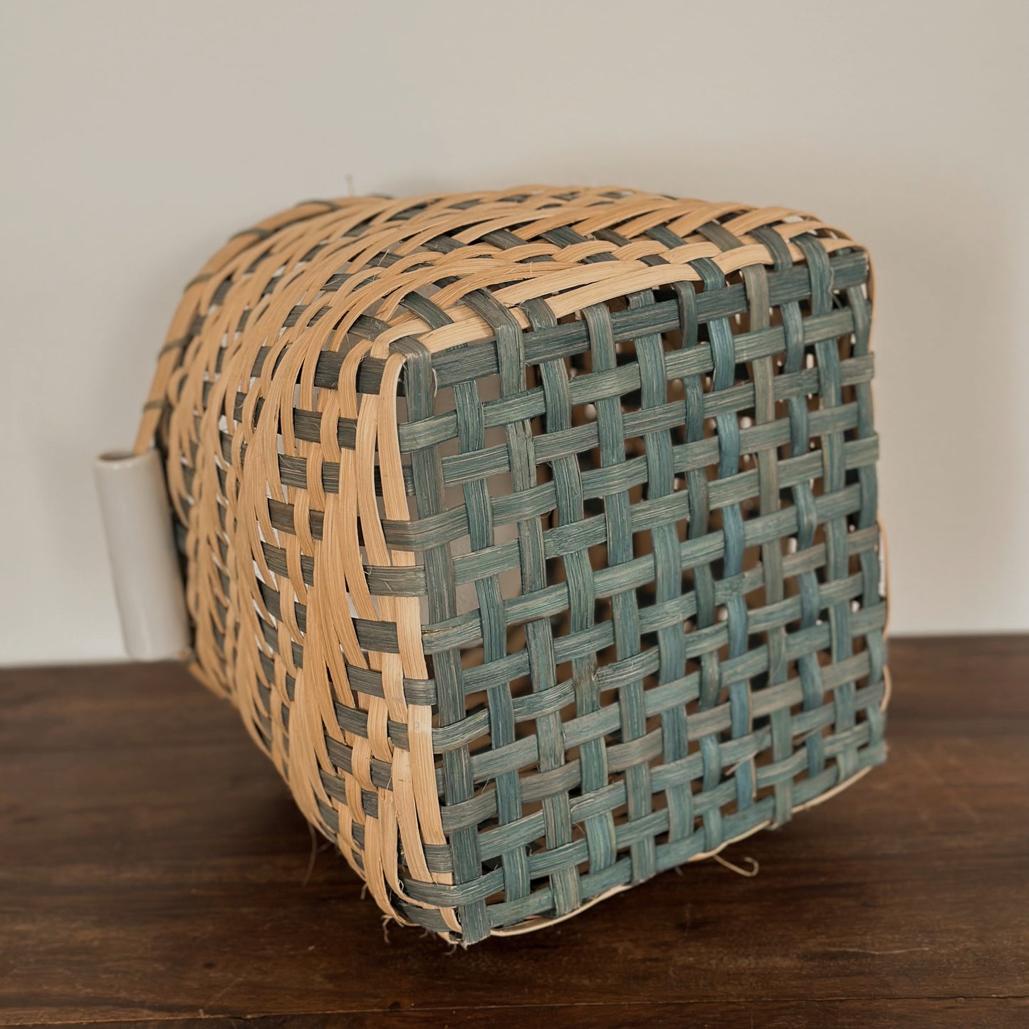 Vintage Handwoven Green Accent Basket