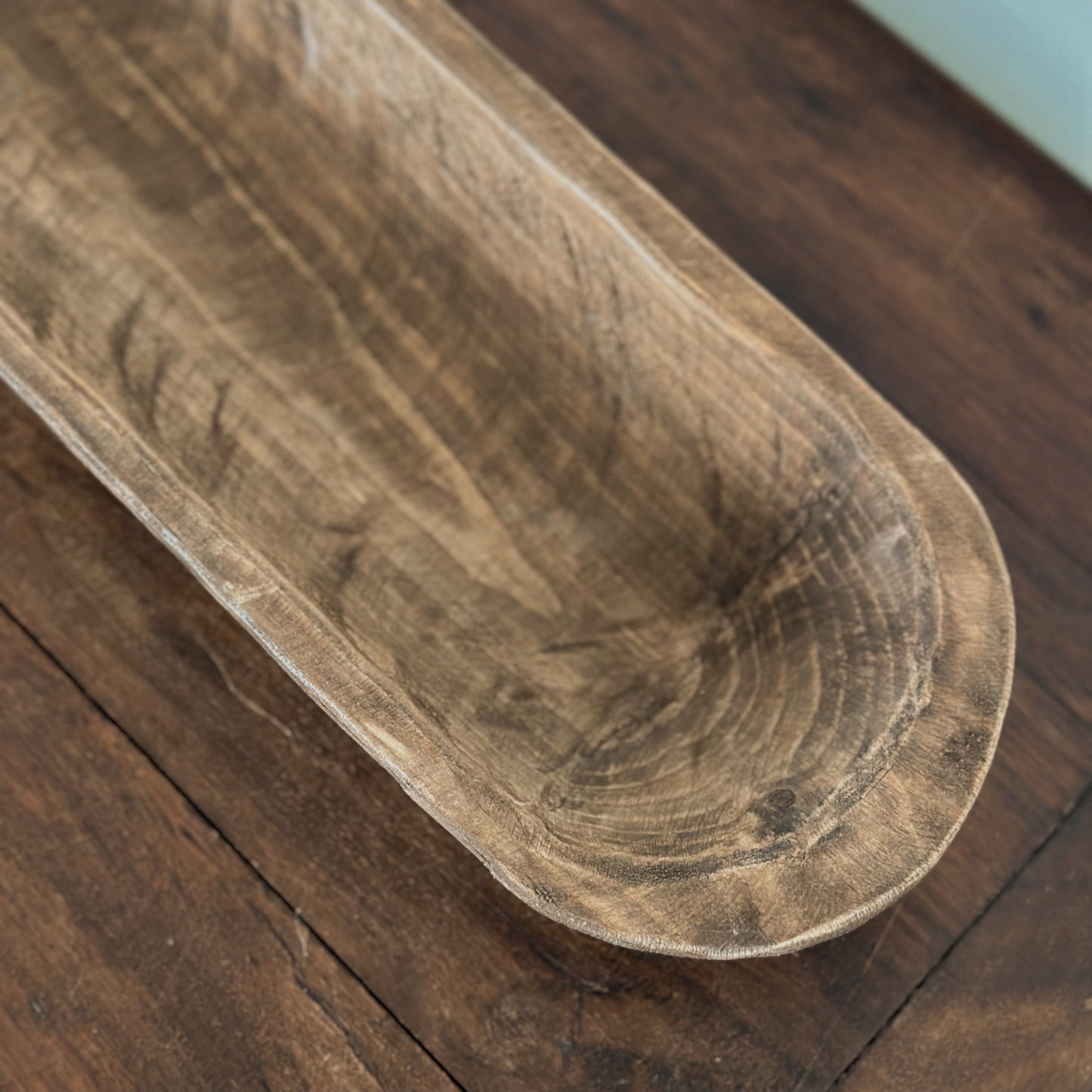 Antique Hand-Carved Wooden Dough Bowl