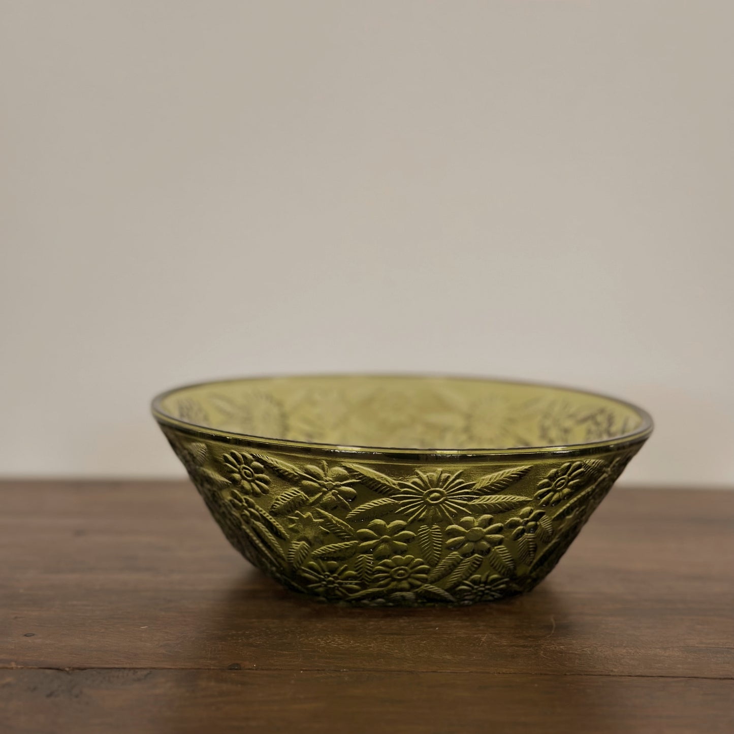 Vintage Tiara "Sandwich" Glass Bowl | Olive Green