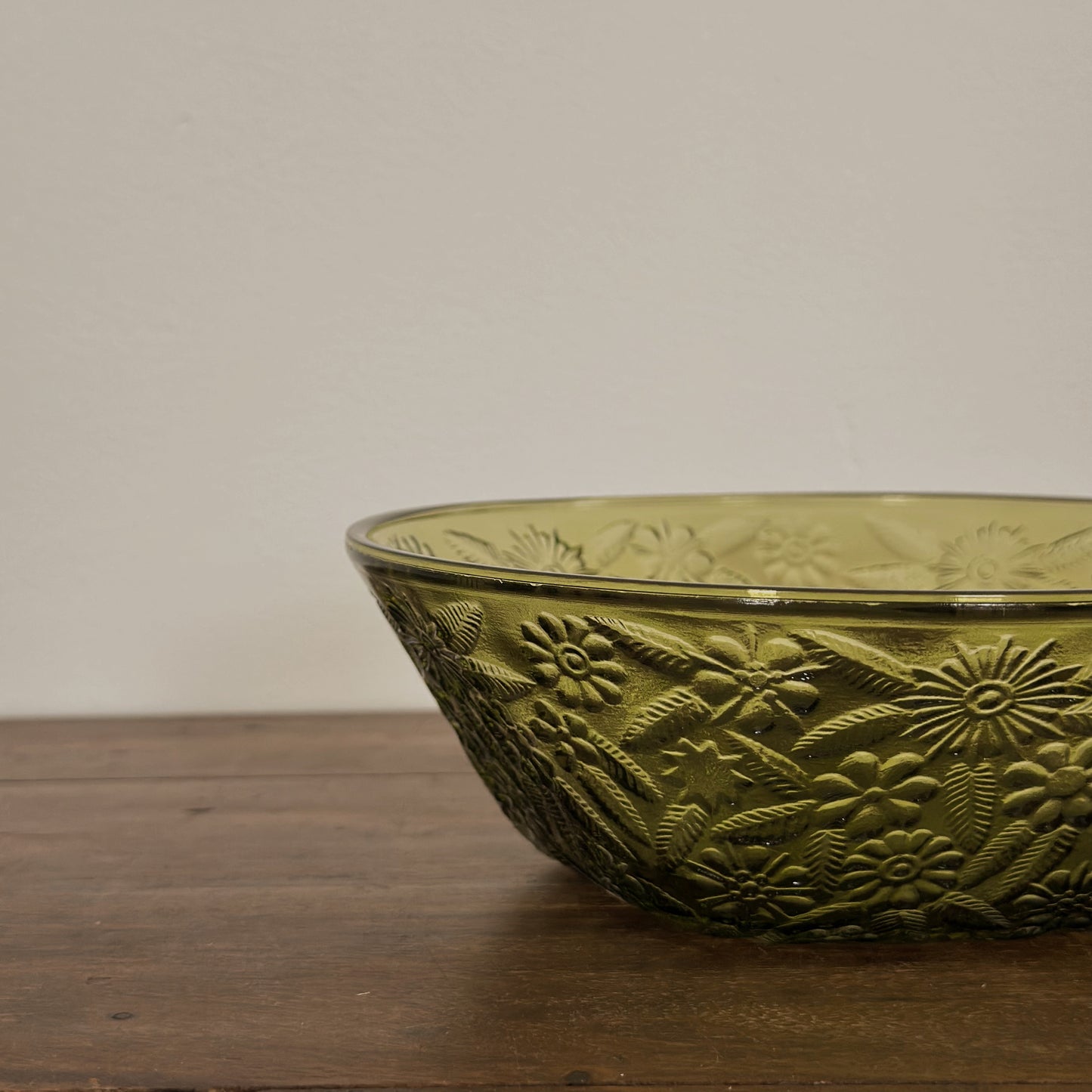 Vintage Tiara "Sandwich" Glass Bowl | Olive Green