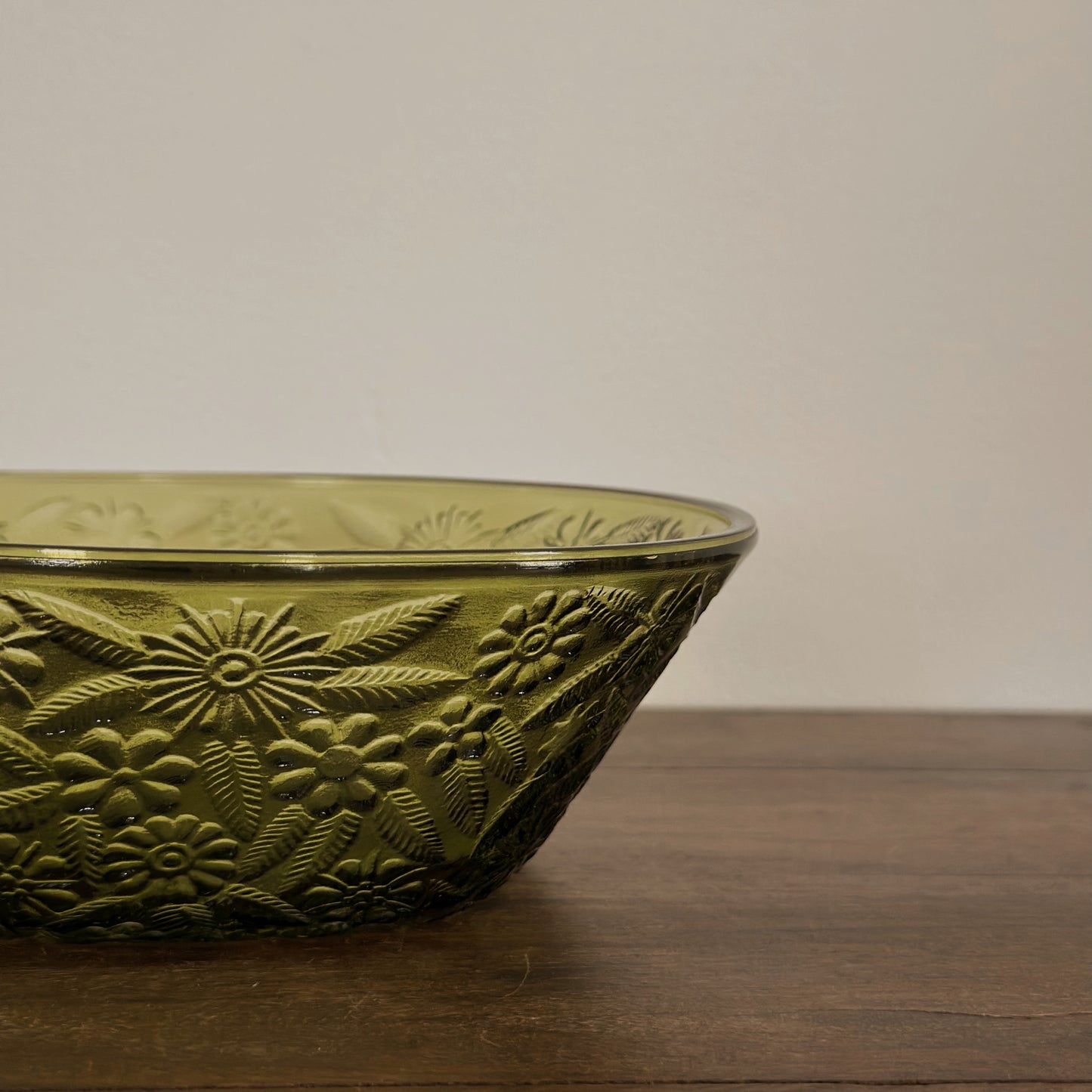 Vintage Tiara "Sandwich" Glass Bowl | Olive Green