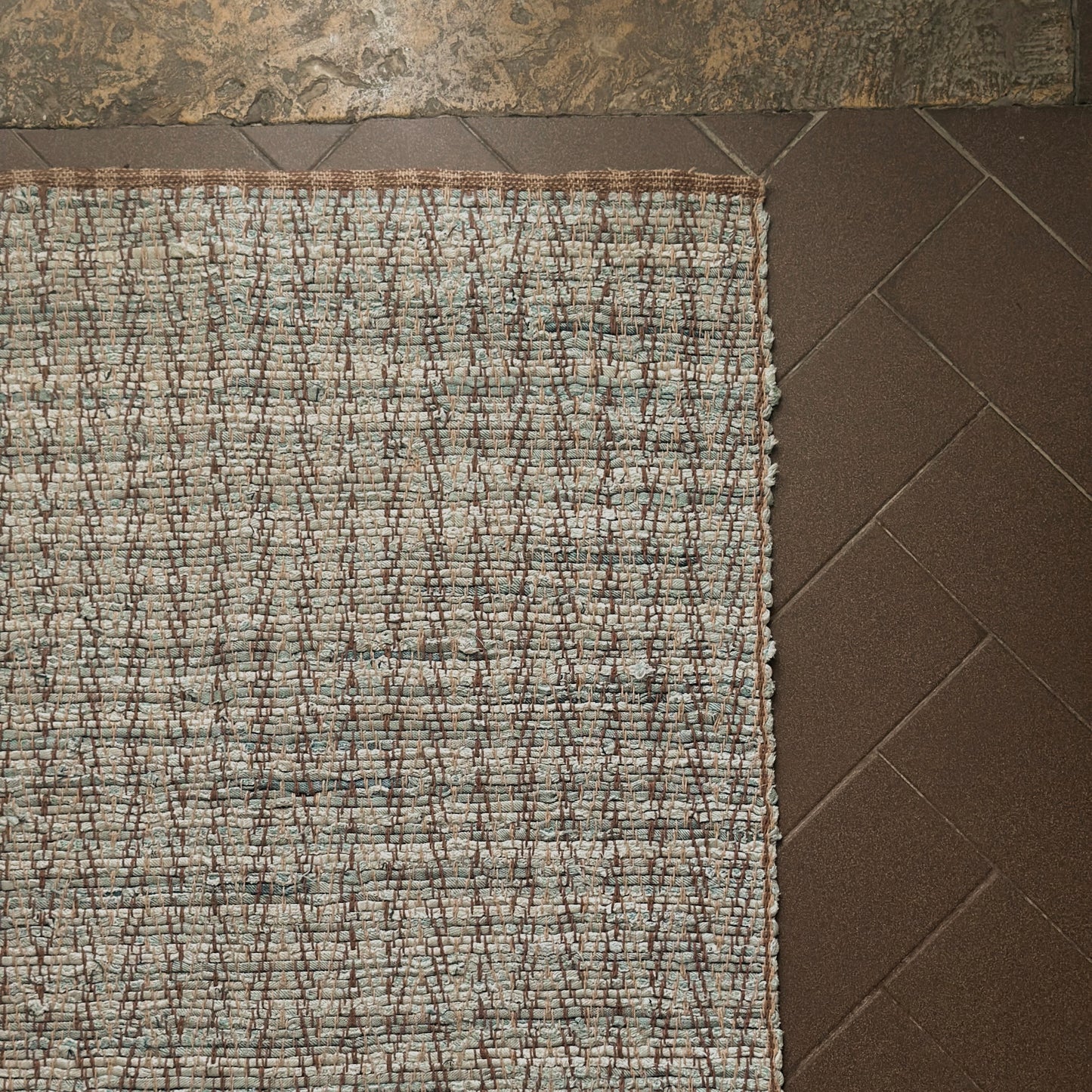 Vintage Earthy Rag Rug Accent Mat