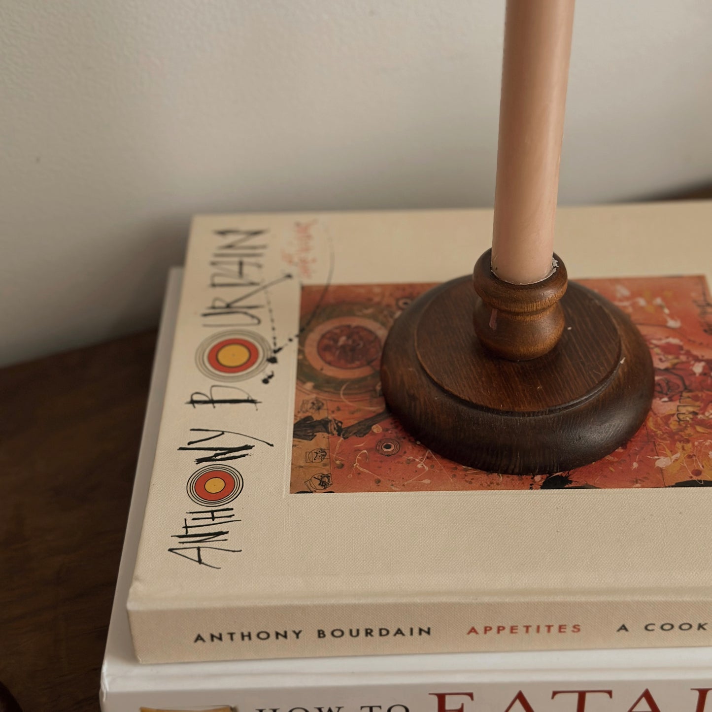 Vintage Low-Profile Turned Wood Taper Candlestick Holders – Pair