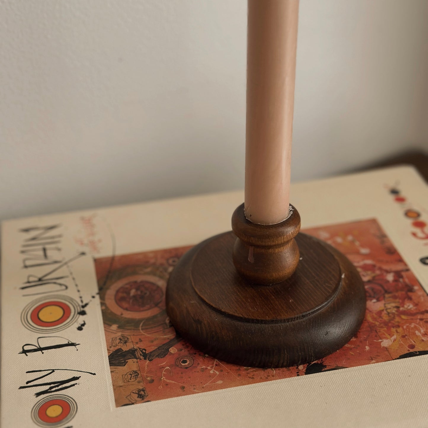 Vintage Low-Profile Turned Wood Taper Candlestick Holders – Pair