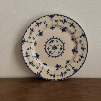 Vintage Blue and White Delicate Floral Lace Scalloped Plate