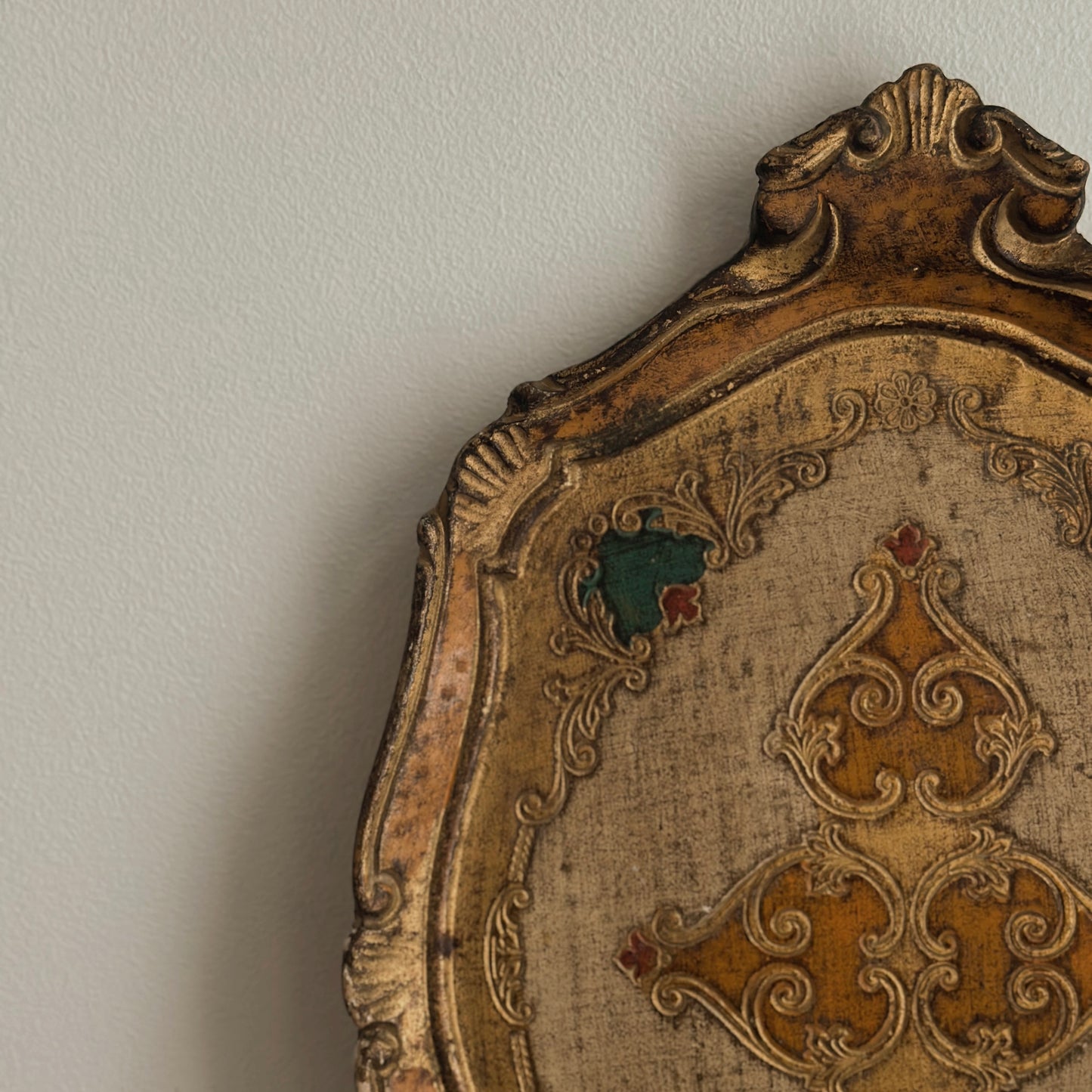 Vintage Florentia Gold Gilt and Turquoise Wood Florentine Tray