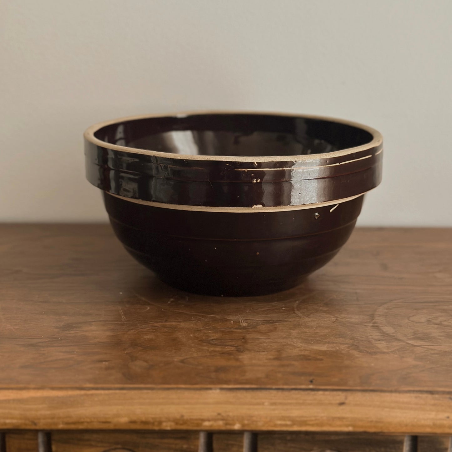 Molasses Glazed Stoneware Collared Mixing Bowl
