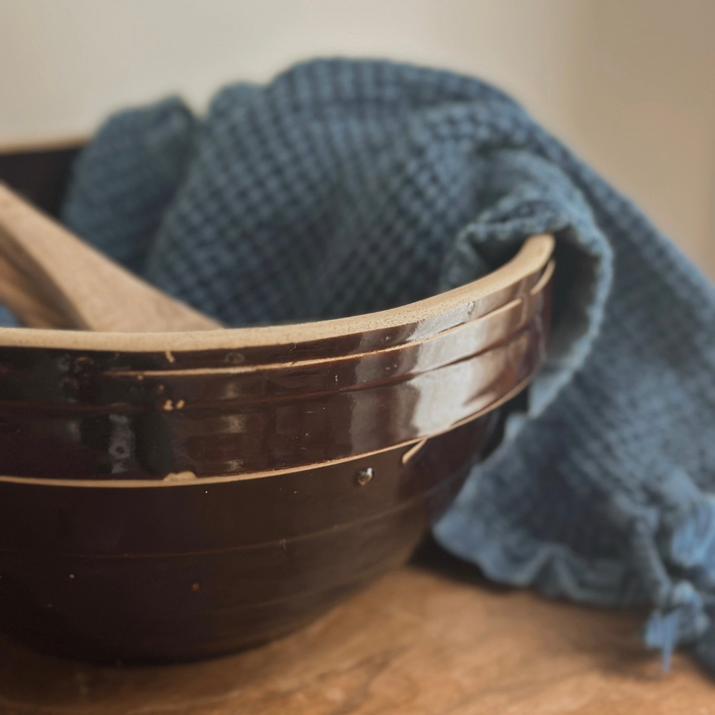 Molasses Glazed Stoneware Collared Mixing Bowl
