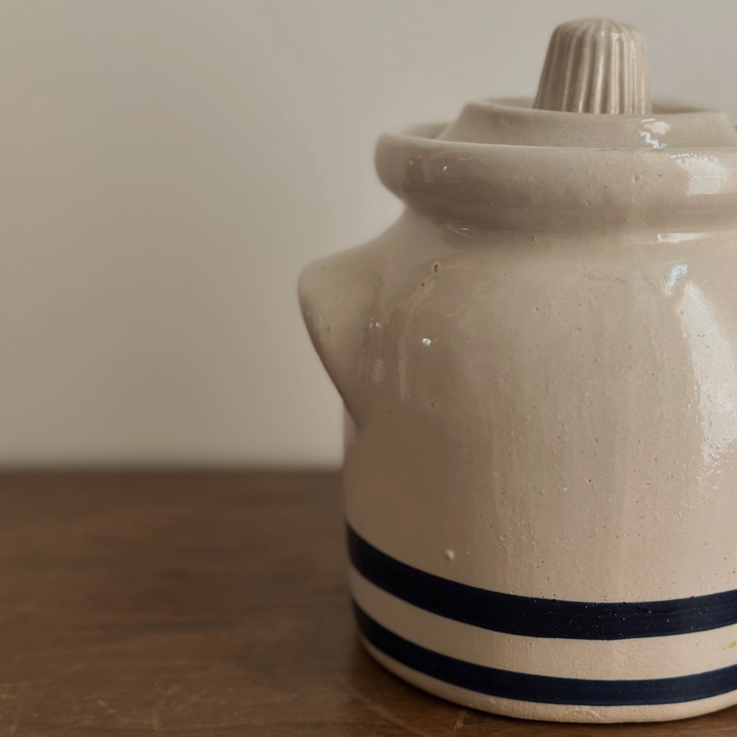 Vintage Robinson Ransbottom 1-Quart Striped Stoneware Canister