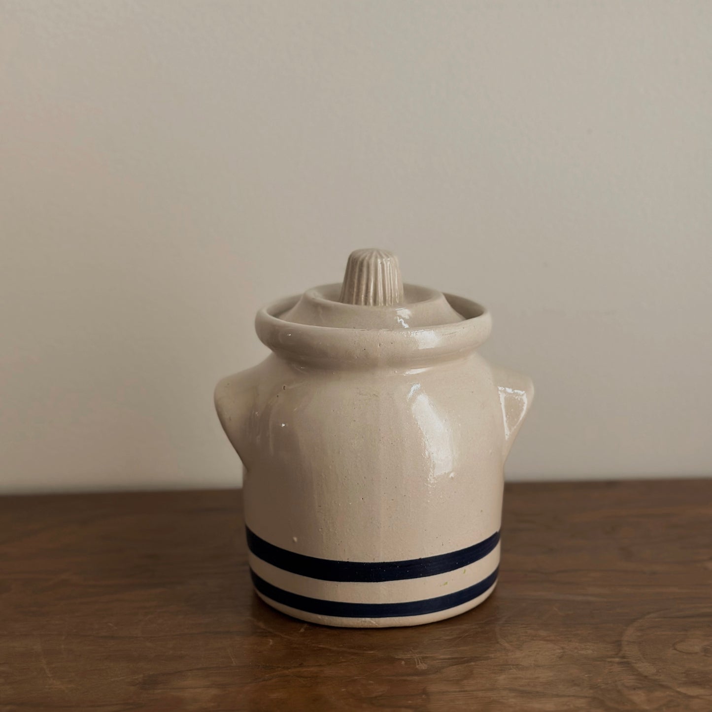 Vintage Robinson Ransbottom 1-Quart Striped Stoneware Canister