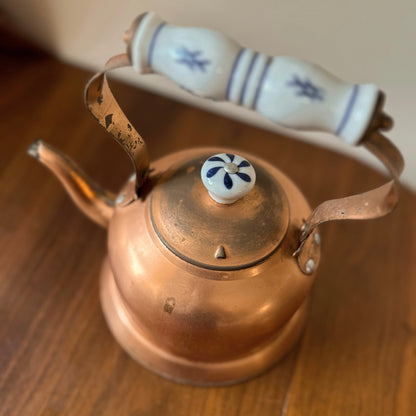Vintage Copper Kettle with Ceramic Handle