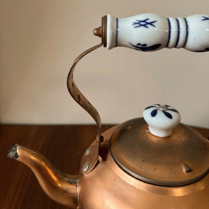 Vintage Copper Kettle with Ceramic Handle