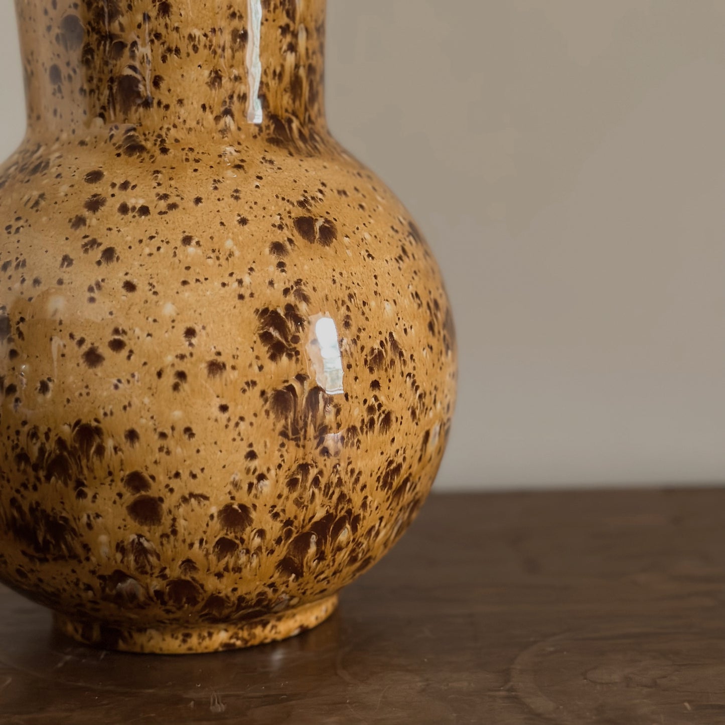 Tortoiseshell Spatter-Glaze Ceramic Vase | Vintage