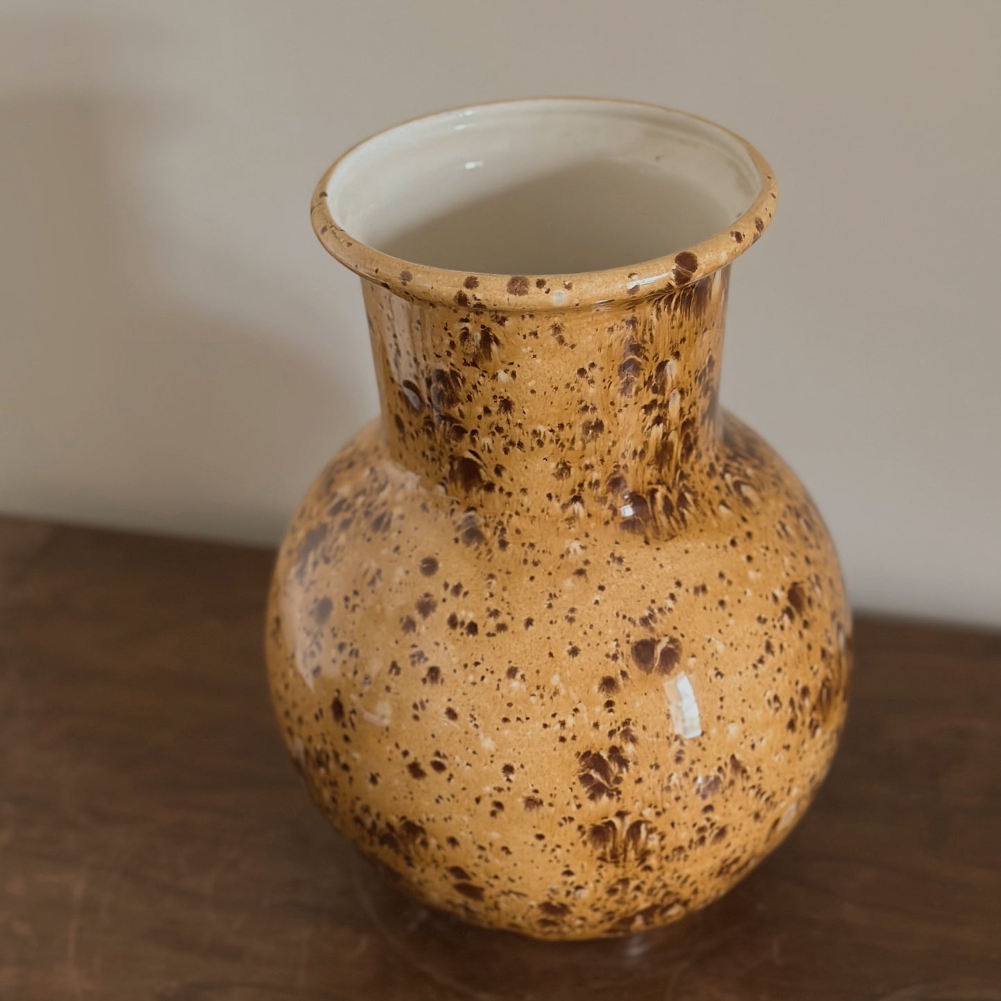 Tortoiseshell Spatter-Glaze Ceramic Vase | Vintage