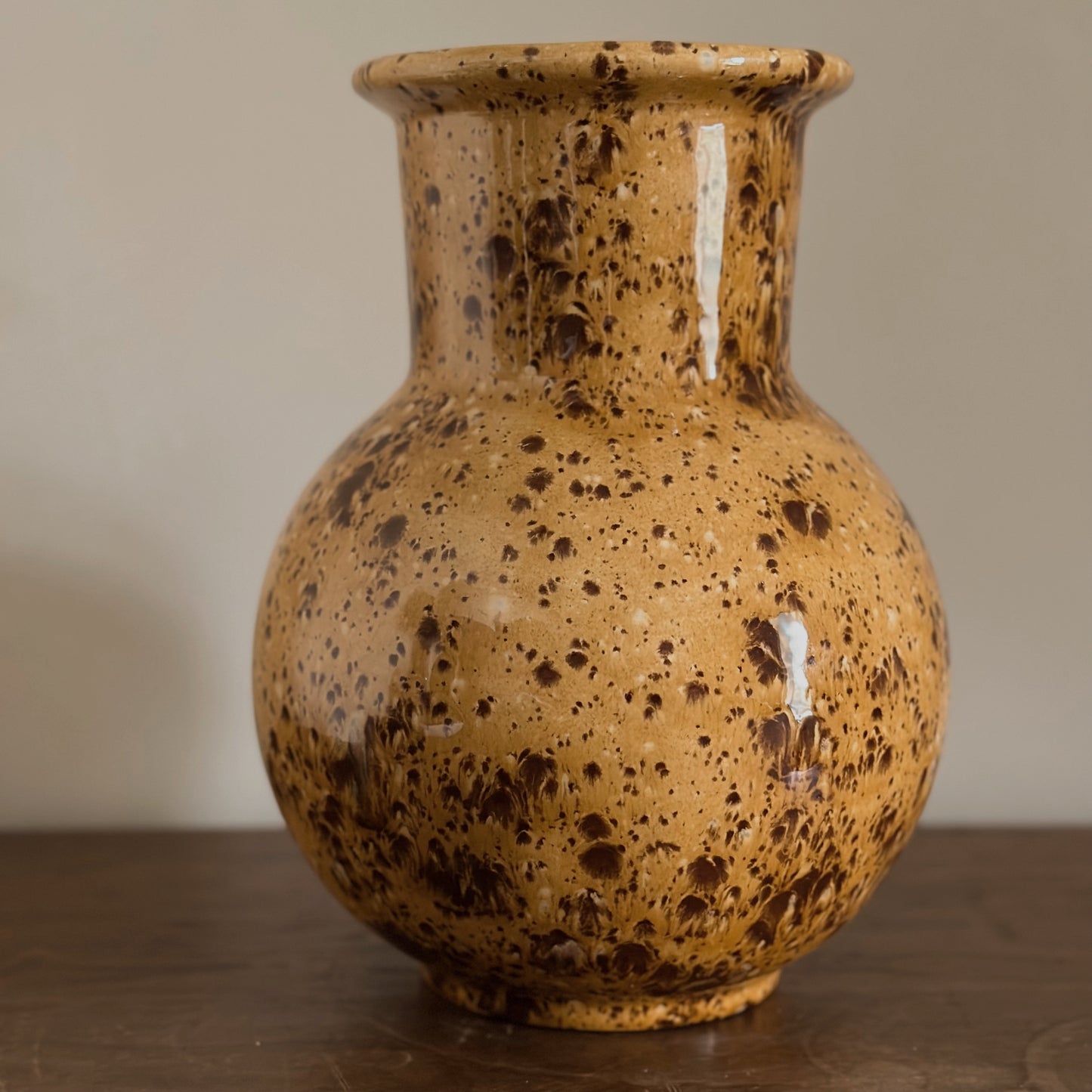 Tortoiseshell Spatter-Glaze Ceramic Vase | Vintage