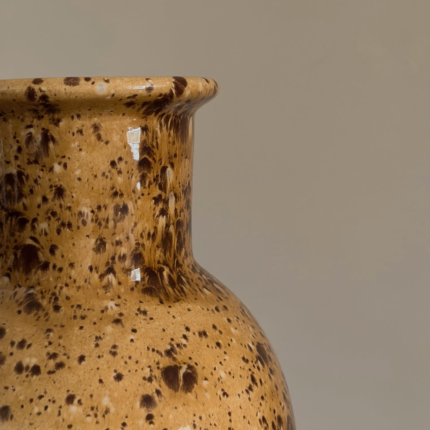 Tortoiseshell Spatter-Glaze Ceramic Vase | Vintage