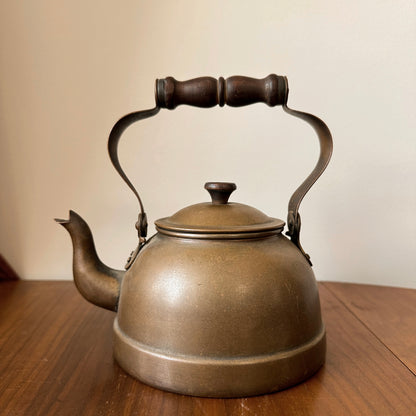 Vintage Copper Kettle with Wooden Handle