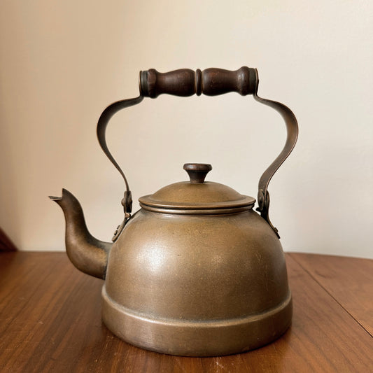 Vintage Copper Kettle with Wooden Handle