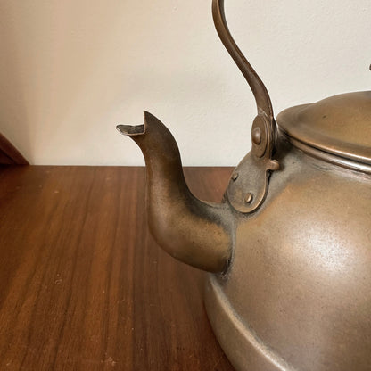 Vintage Copper Kettle with Wooden Handle