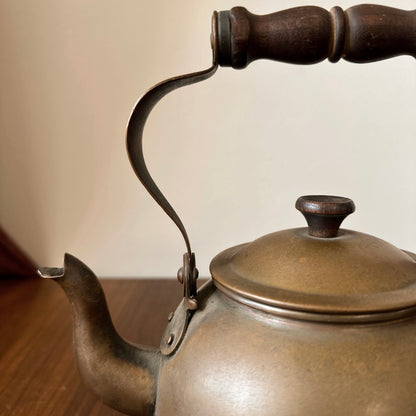Vintage Copper Kettle with Wooden Handle