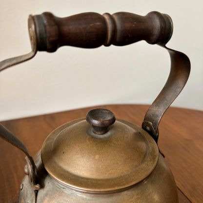 Vintage Copper Kettle with Wooden Handle