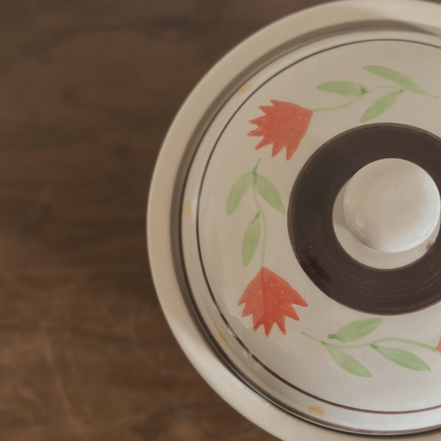 Hand-Painted Floral Ceramic Lidded Casserole Bowl | Gold Coast | Vintage