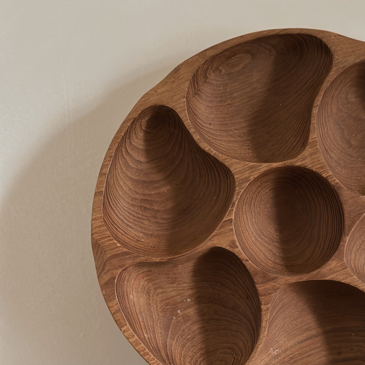 MCM Woodcrest by Styson Carved Teak Divided Serving Tray | Vintage