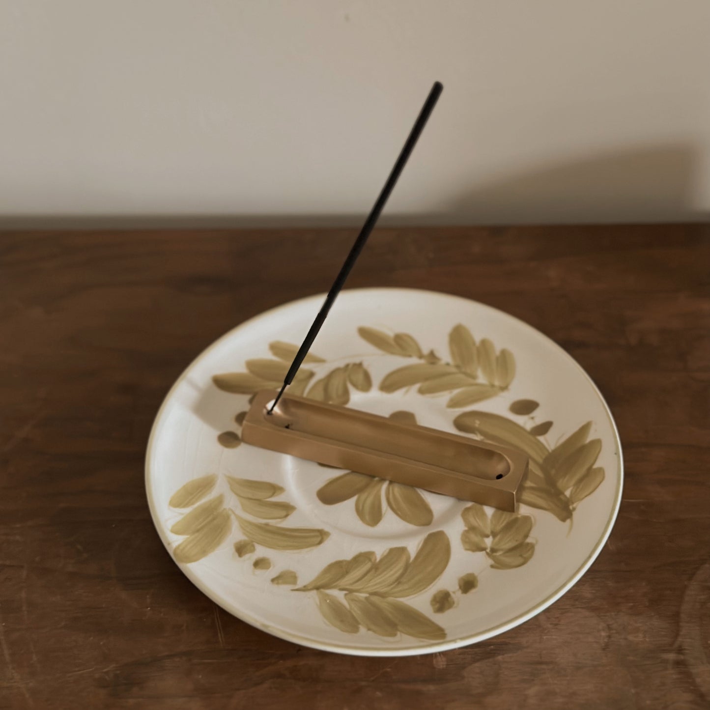 Hand-Painted Olive Floral Ceramic Catchall Plate | Vintage