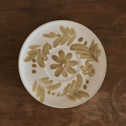 Hand-Painted Olive Floral Ceramic Catchall Plate | Vintage