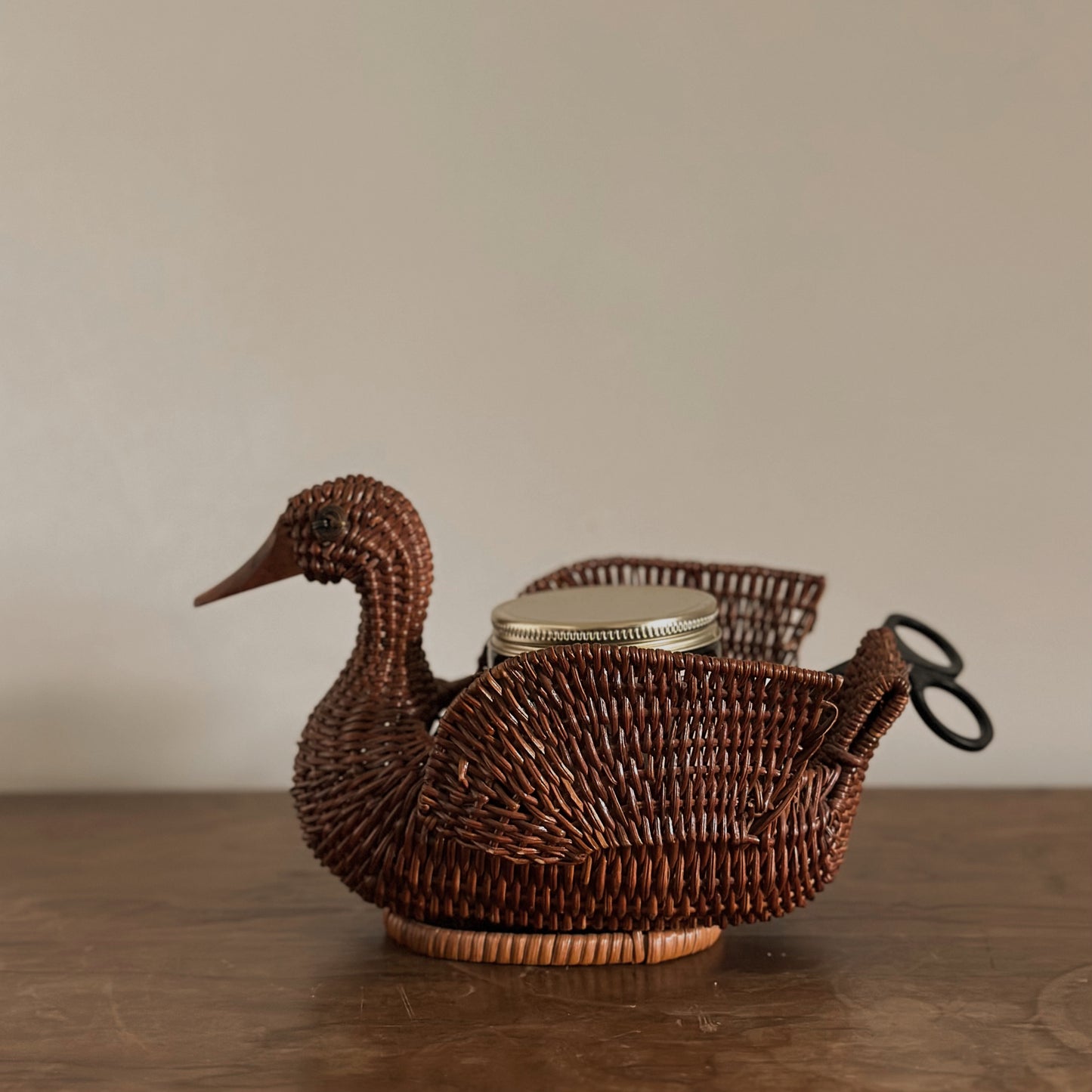 Woven Wicker Duck Storage Basket & Catchall | Vintage