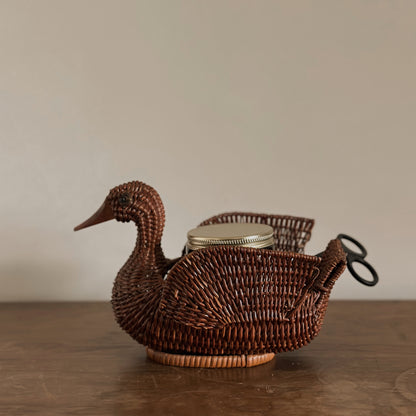 Woven Wicker Duck Storage Basket & Catchall | Vintage