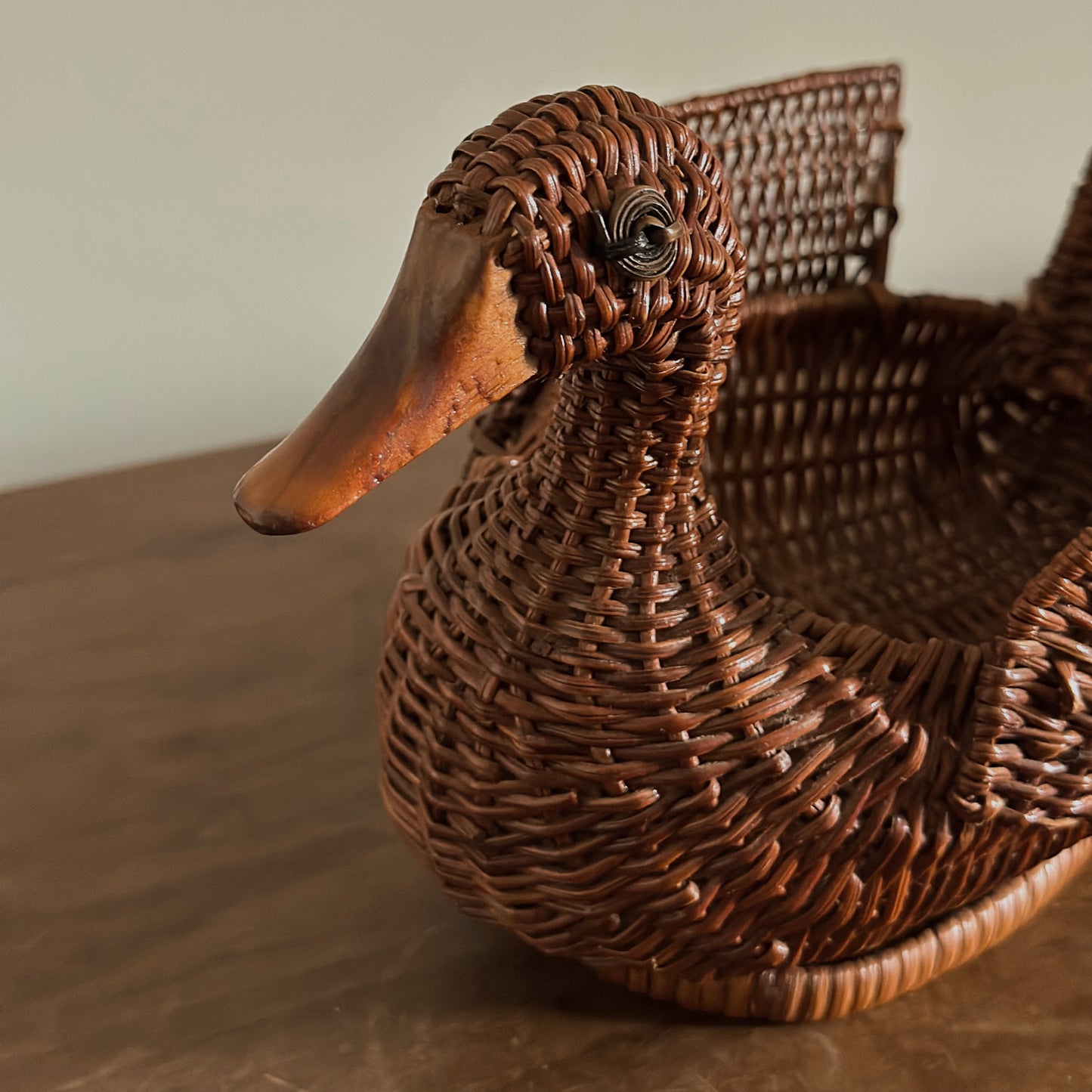 Woven Wicker Duck Storage Basket & Catchall | Vintage