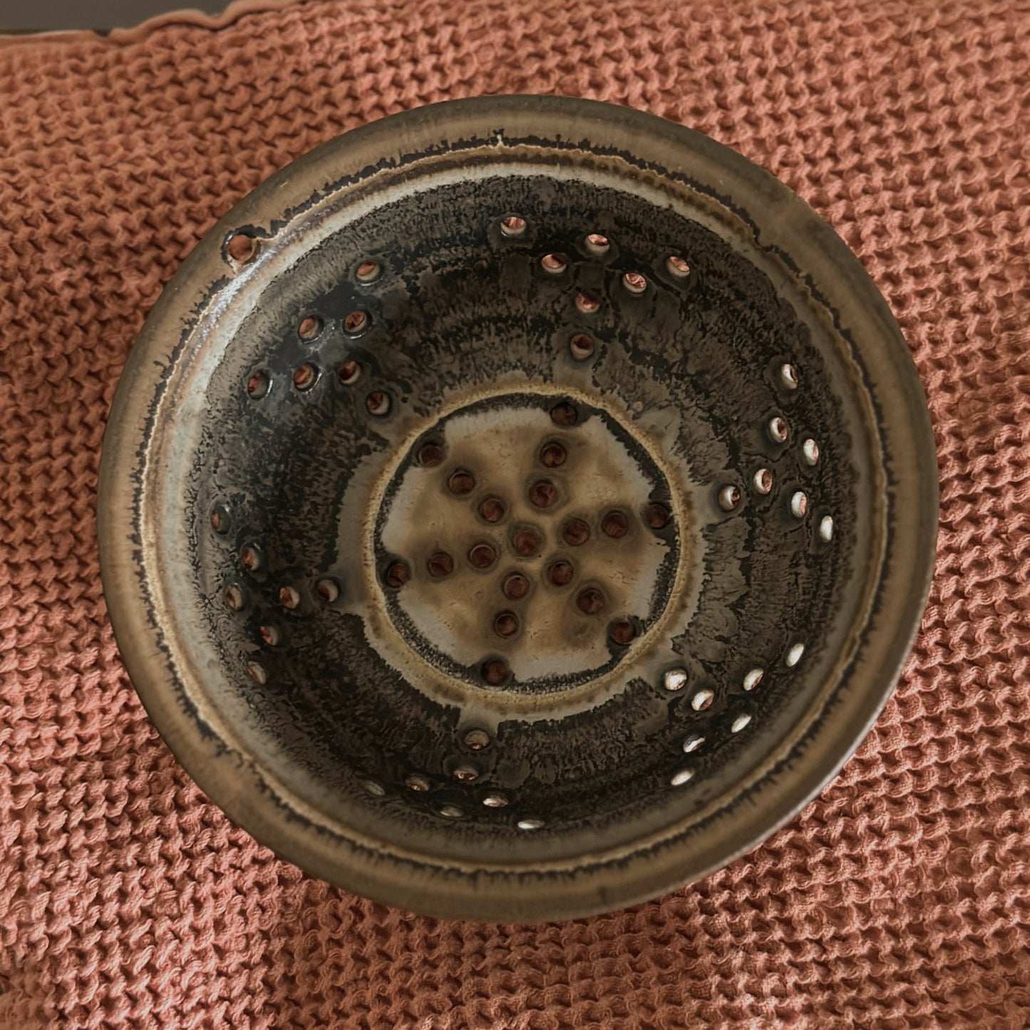 Hand-Thrown Ceramic Berry Colander & Strainer Bowl