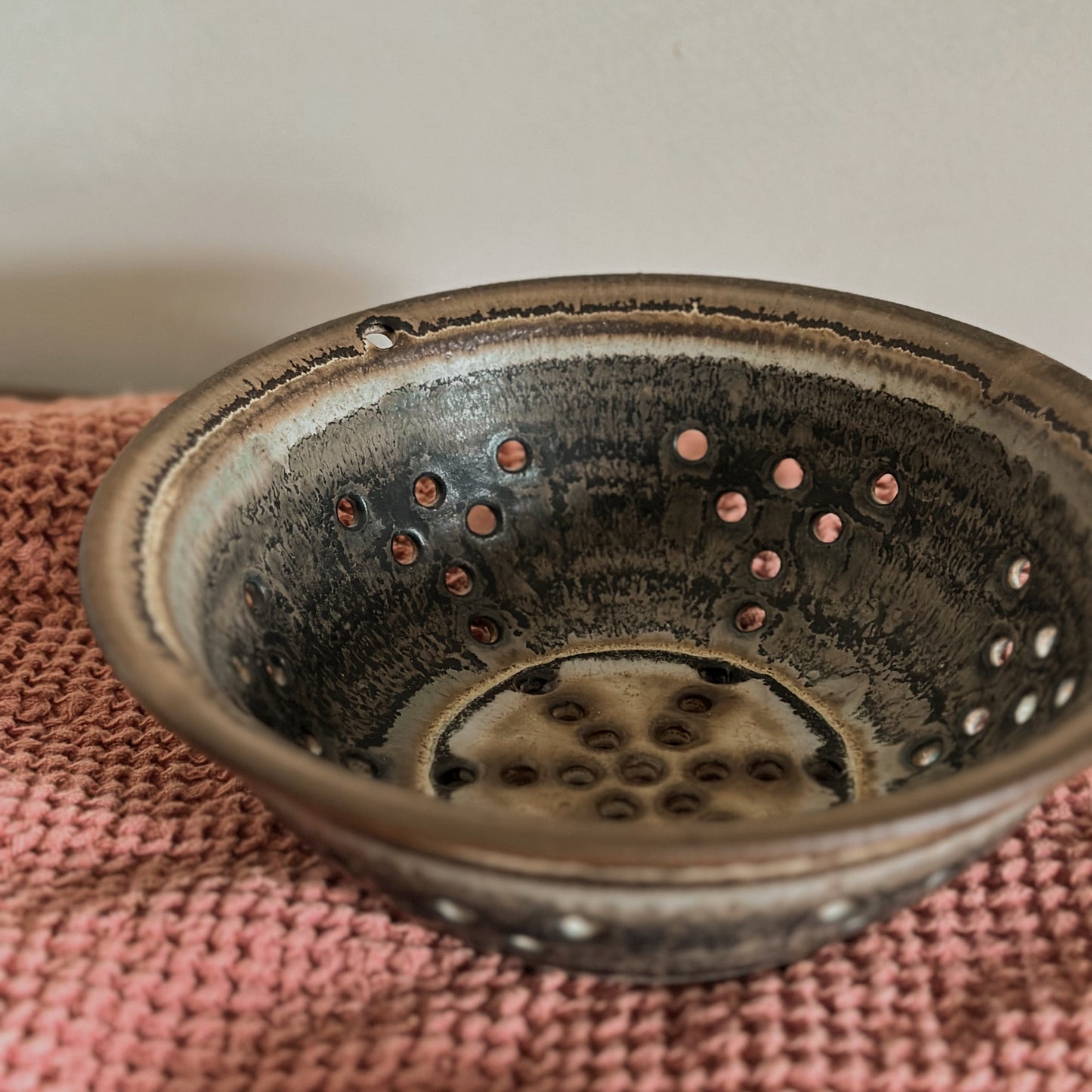 Hand-Thrown Ceramic Berry Colander & Strainer Bowl