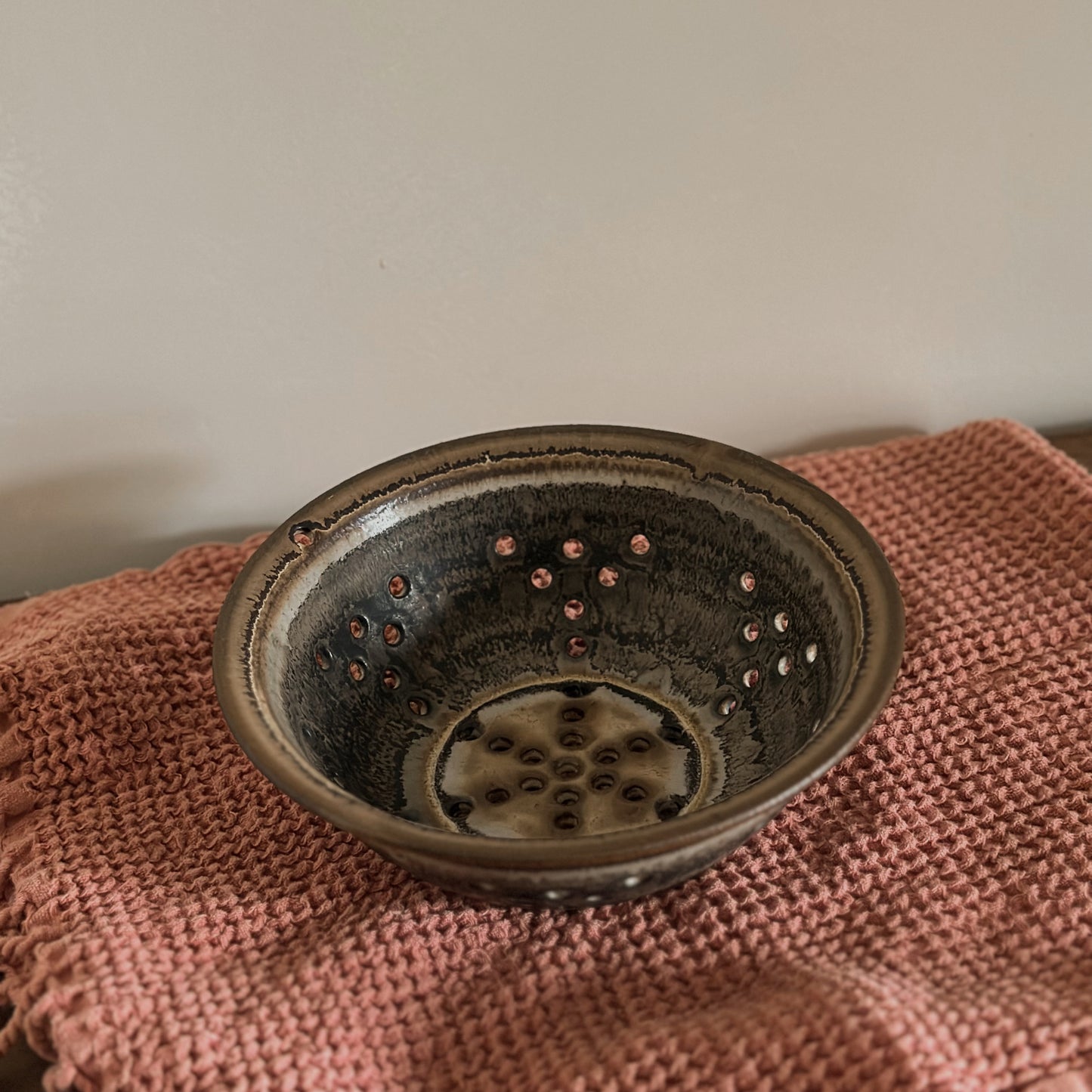 Hand-Thrown Ceramic Berry Colander & Strainer Bowl