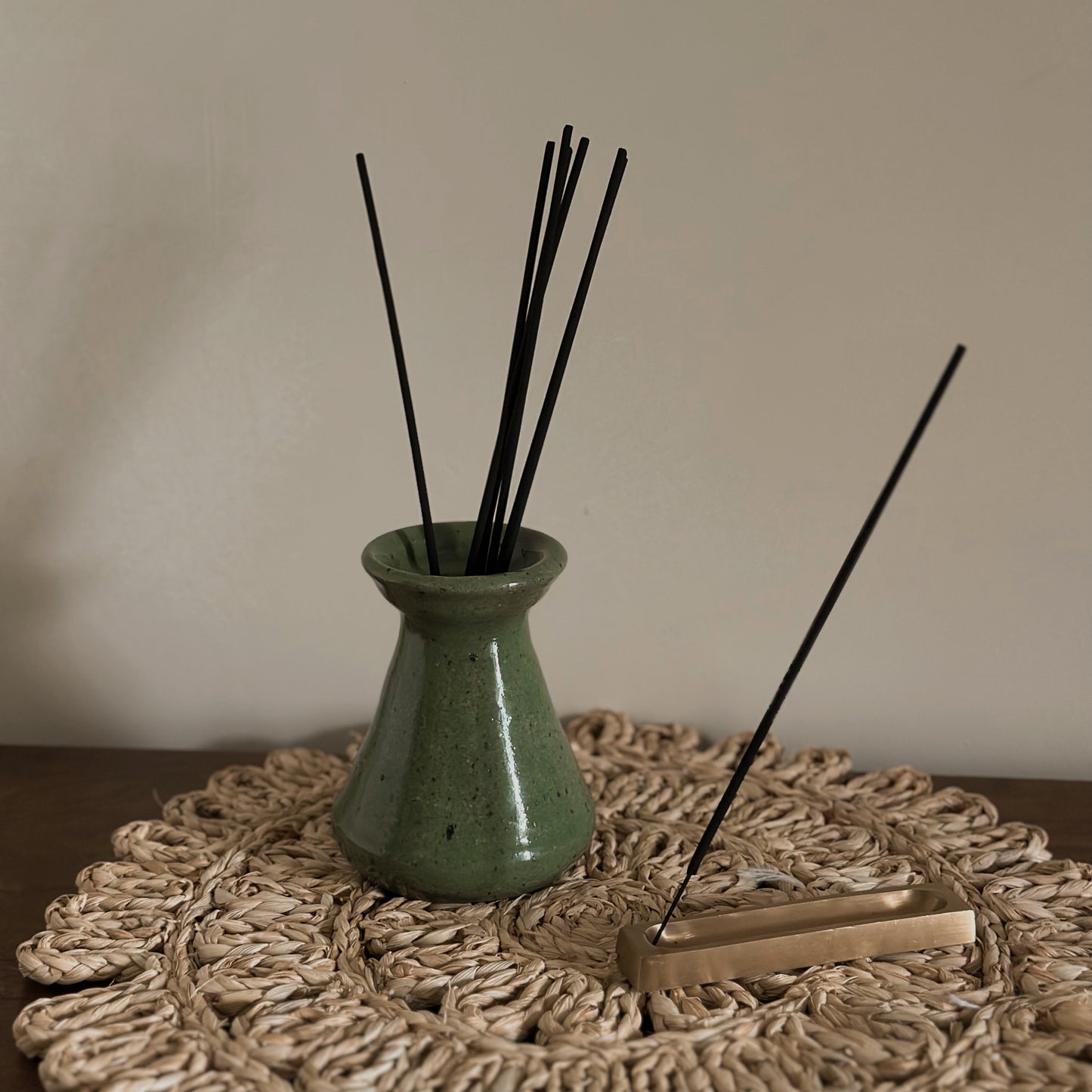 Speckled Teal Green Studio Pottery Vase | Handmade