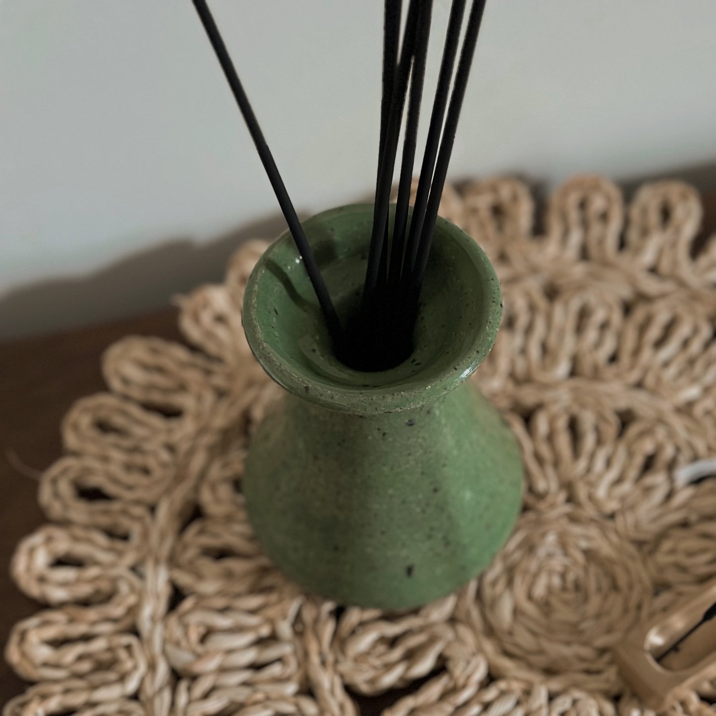Speckled Teal Green Studio Pottery Vase | Handmade