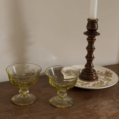 Chartreuse Optic Glass Champagne Coupes | Vintage | Set of 2