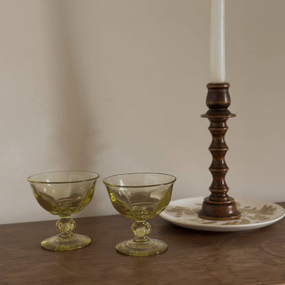 Chartreuse Optic Glass Champagne Coupes | Vintage | Set of 2