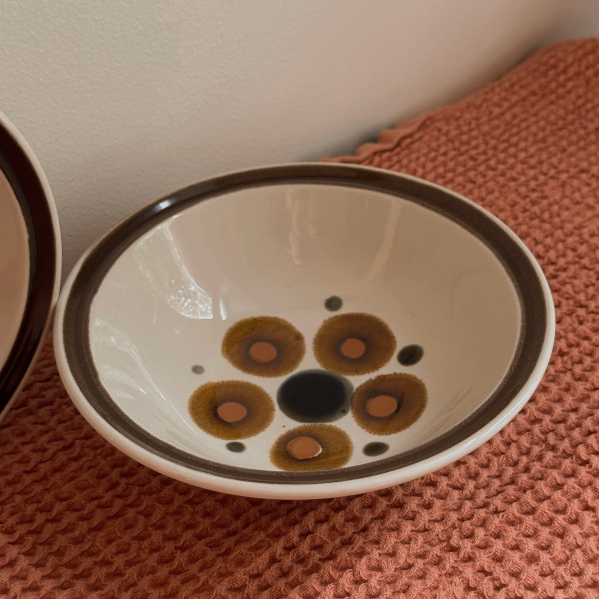 1970s Japanese Stoneware Bullseye Pattern Bowl | Vintage