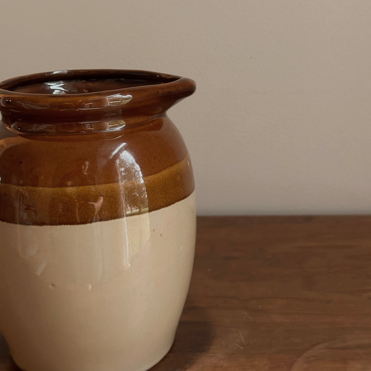 Two-Tone Glazed Stoneware Pitcher | Vintage