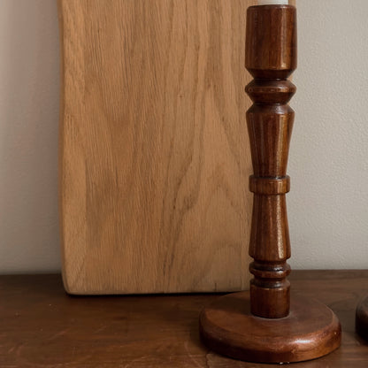Wood Spindle Candlestick Holders | Pair | Hand-Turned