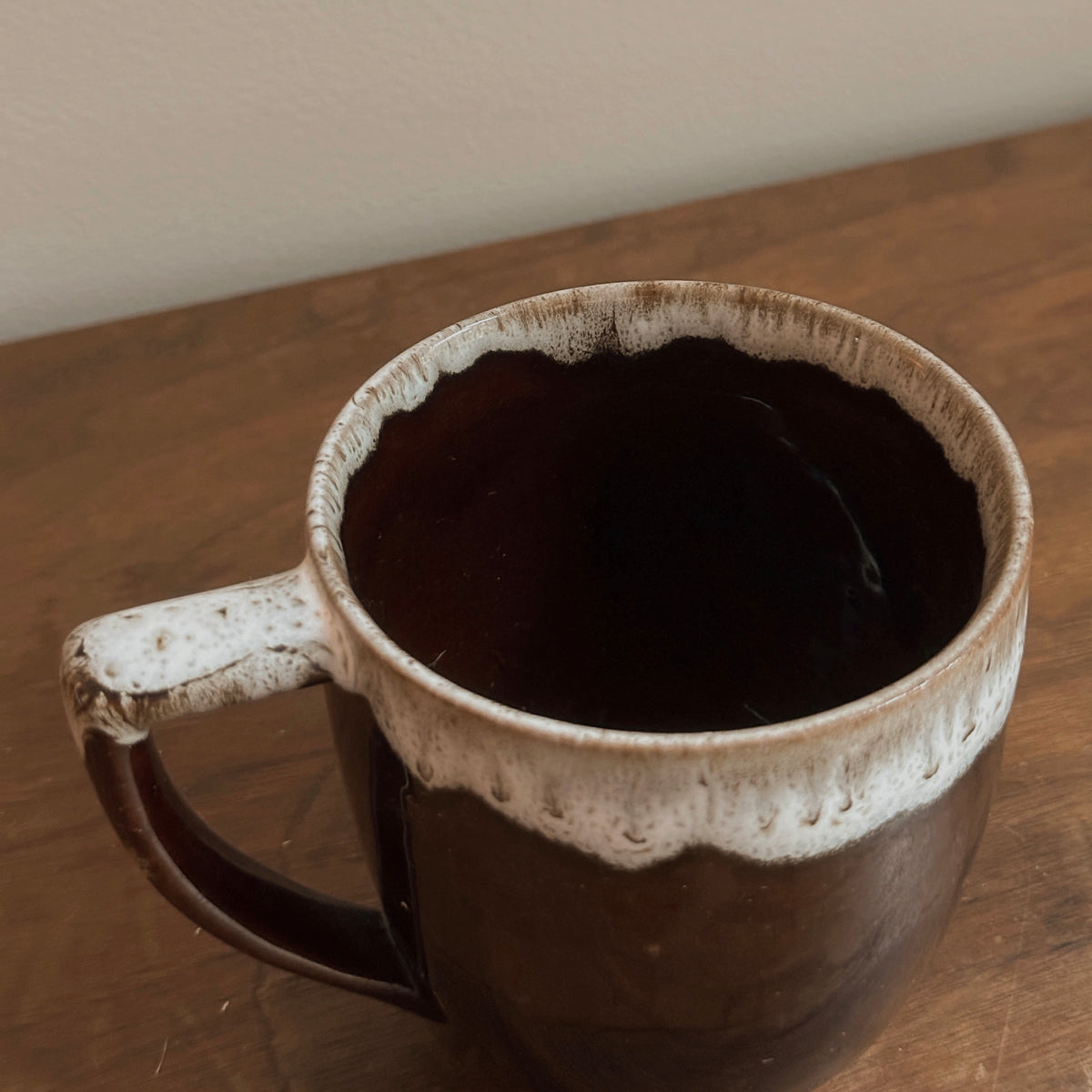 Chocolate & Cream Drip Glaze Ceramic Coffee Mug | Vintage