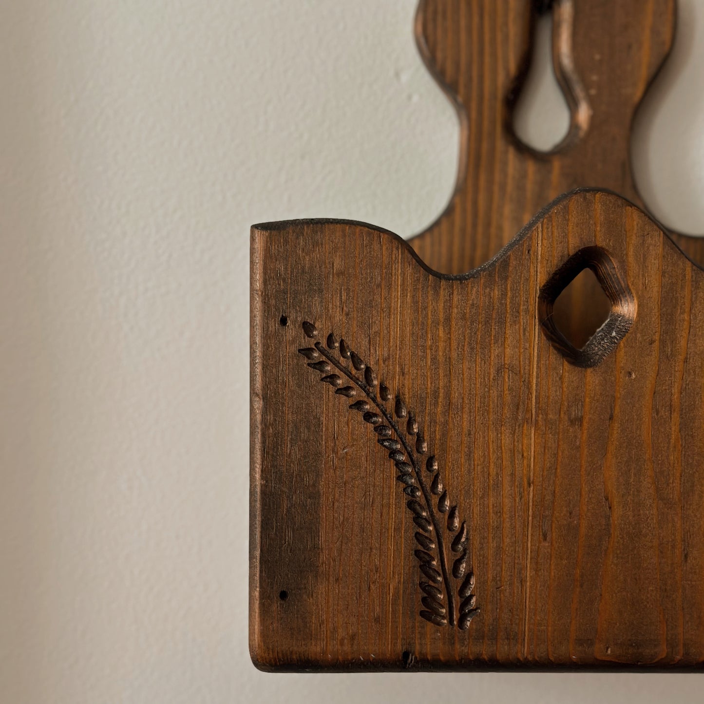 Hand-Carved Wooden Wall Pocket | Vintage