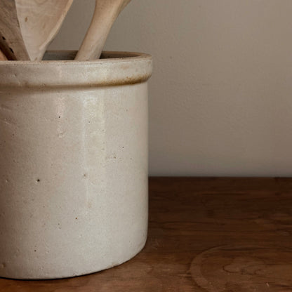 Oatmeal Stoneware Utensil Crock | Vintage